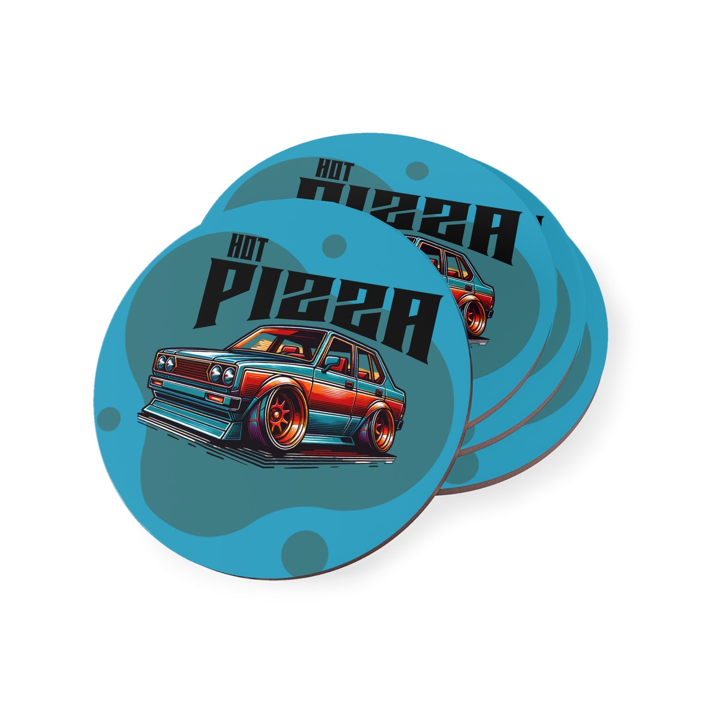 Cool Car Coasters - Hot Pizza Design for Enthusiasts