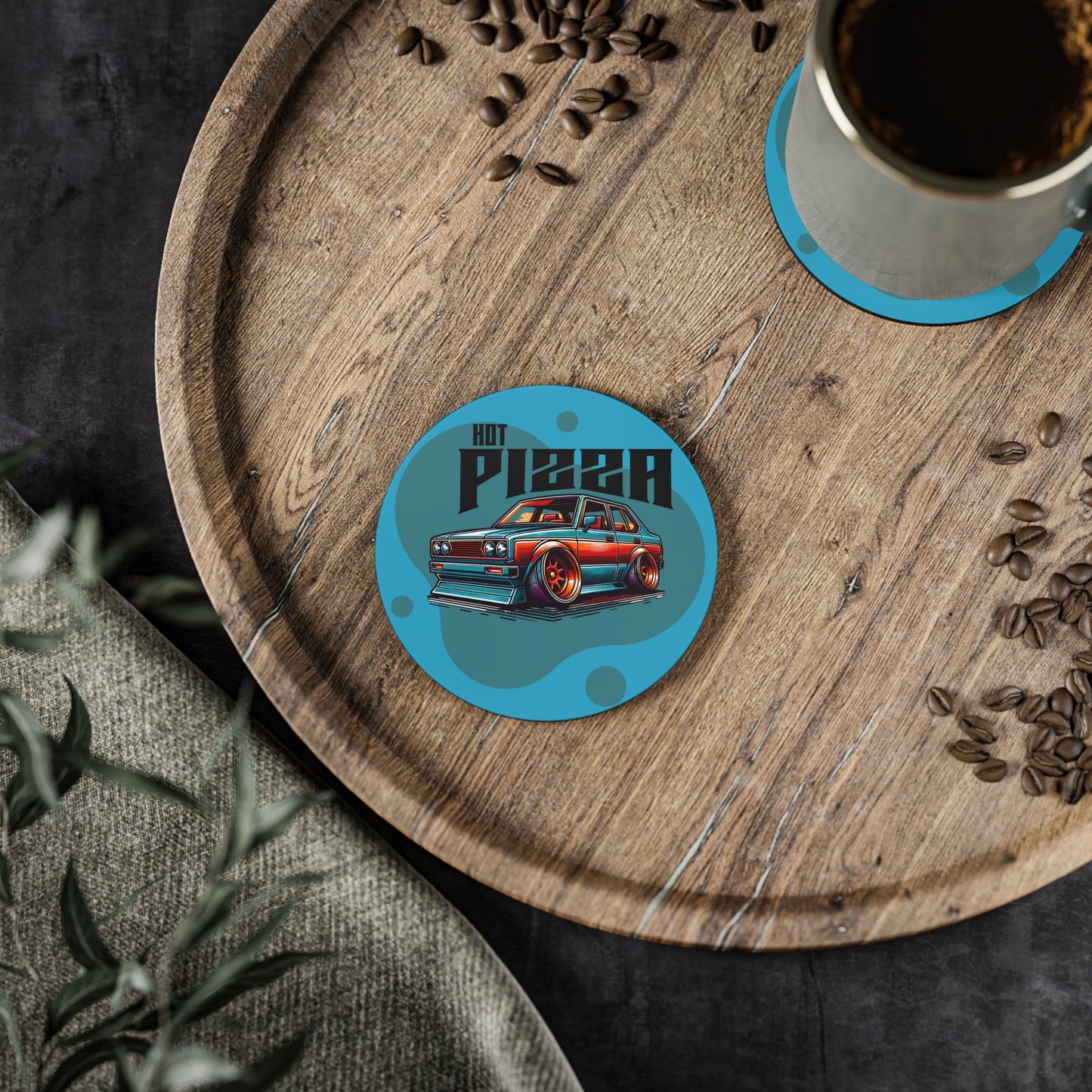 Cool Car Coasters - Hot Pizza Design for Enthusiasts