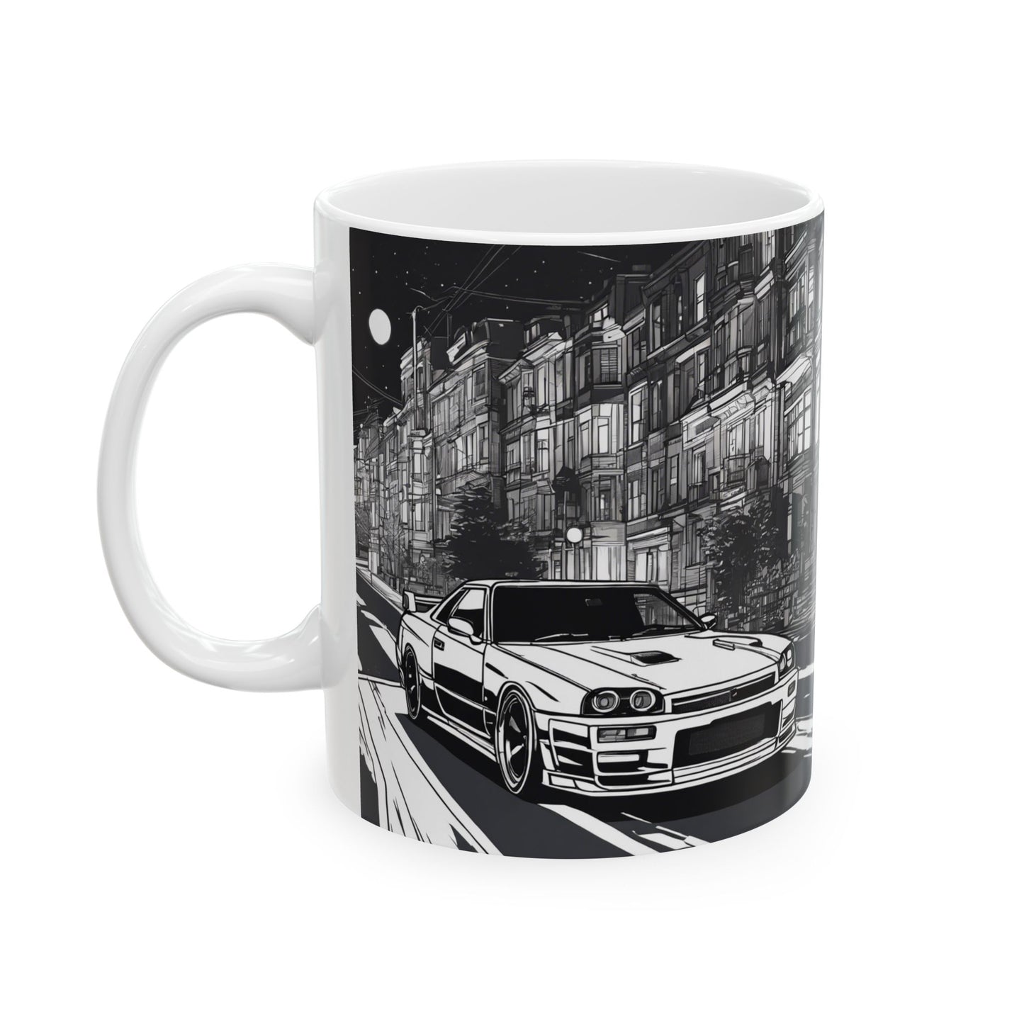 Nighttime Cityscape Racing Ceramic Mug - 11oz & 15oz
